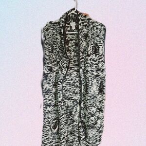 Chico's Black and White Knit Shrug Poncho